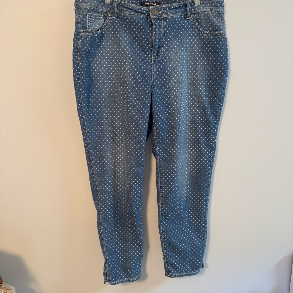 ROZ & ALI Women's Polka Dot Jeans Blue Size 16
